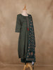 Dark Green Floral Printed Cotton Salwar Suit with Dupatta