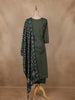 Dark Green Floral Printed Cotton Salwar Suit with Dupatta