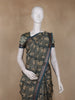 Dark Green Floral Printed Design Chanderi Cotton Saree with Contrast Zari Border