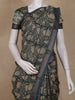 Dark Green Floral Printed Design Chanderi Cotton Saree with Contrast Zari Border