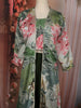 Dark Green Floral Printed Design Crepe Palazzo Suit with Long Over Coat