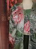 Dark Green Floral Printed Design Crepe Palazzo Suit with Long Over Coat