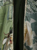 Dark Green Floral Printed Design Crepe Palazzo Suit with Long Over Coat