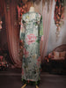 Dark Green Floral Printed Design Crepe Palazzo Suit with Long Over Coat