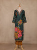 Dark Green Floral Printed Design Silk Salwar Suit