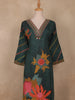 Dark Green Floral Printed Design Silk Salwar Suit