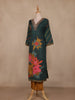 Dark Green Floral Printed Design Silk Salwar Suit
