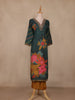 Dark Green Floral Printed Design Silk Salwar Suit