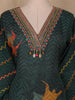 Dark Green Floral Printed Design Silk Salwar Suit