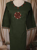Dark Green Floral Thread and Mirror Embroidered Design Cotton Straight Cut Salwar Suit with Dupatta
