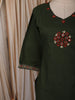 Dark Green Floral Thread and Mirror Embroidered Design Cotton Straight Cut Salwar Suit with Dupatta