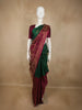Dark Green Floral Woven Design Pure Kanchipuram Silk Saree with Contrast Floral Border