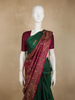 Dark Green Floral Woven Design Pure Kanchipuram Silk Saree with Contrast Floral Border