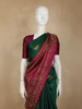 Dark Green Floral Woven Design Pure Kanchipuram Silk Saree with Contrast Floral Border