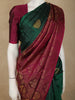 Dark Green Floral Woven Design Pure Kanchipuram Silk Saree with Contrast Floral Border