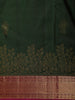 Dark Green Floral Woven Pure Kanchipuram Silk Saree with Contrast Pink Zari Border