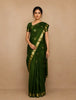 Dark Green Floral Woven Silk saree