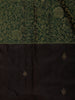 Dark Green Floral Zari Woven Design Pure Kanchipuram Silk Saree with Contrast Maroon Border
