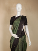 Dark Green Floral Zari Woven Design Pure Kanchipuram Silk Saree with Contrast Maroon Border