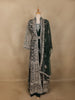 Dark Green Heavy Embroidered Design Net Gown