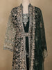 Dark Green Heavy Embroidered Design Net Gown
