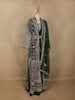 Dark Green Heavy Embroidered Design Net Gown