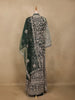 Dark Green Heavy Embroidered Design Net Gown