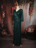 Dark Green Heavy Sequins Embroidered Design Shimmer Party Wear Gown