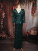Dark Green Heavy Sequins Embroidered Design Shimmer Party Wear Gown