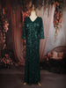 Dark Green Heavy Sequins Embroidered Design Shimmer Party Wear Gown