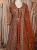 Rust Orange Heavy Sequins and Mirror Embroidered Design Net Lehenga With Long Jacket