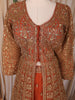 Rust Orange Heavy Sequins and Mirror Embroidered Design Net Lehenga With Long Jacket