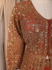 Rust Orange Heavy Sequins and Mirror Embroidered Design Net Lehenga With Long Jacket