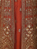 Rust Orange Heavy Sequins and Mirror Embroidered Design Net Lehenga With Long Jacket