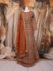 Rust Orange Heavy Sequins and Mirror Embroidered Design Net Lehenga With Long Jacket