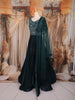 Dark Green Heavy Sequins and Thread Embroidered Design Satin Bridesmaids Gown