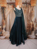 Dark Green Heavy Sequins and Thread Embroidered Design Satin Bridesmaids Gown