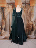 Dark Green Heavy Sequins and Thread Embroidered Design Satin Bridesmaids Gown