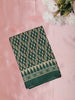 Dark Green Ikat Printed Design Mixed Silk Cotton Fancy Saree