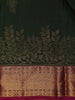Dark Green Leaf Motif Woven Pure kanchipuram Silk Saree