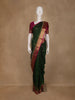 Dark Green Leaf Motif Woven Pure kanchipuram Silk Saree
