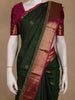 Dark Green Leaf Motif Woven Pure kanchipuram Silk Saree
