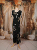 Dark Green Oversized Floral Mirror and Thread Embroidered Design Cotton Palazzo Suit