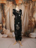 Dark Green Oversized Floral Mirror and Thread Embroidered Design Cotton Palazzo Suit