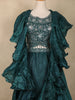 Dark Green Sequins Embroidered Design Organza Ruffle Lehenga with Cape Dupatta