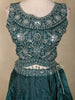 Dark Green Sequins Embroidered Design Organza Ruffle Lehenga with Cape Dupatta