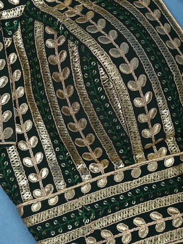 Dark Green Striped Design Georgette Readymade Blouse - Diadem