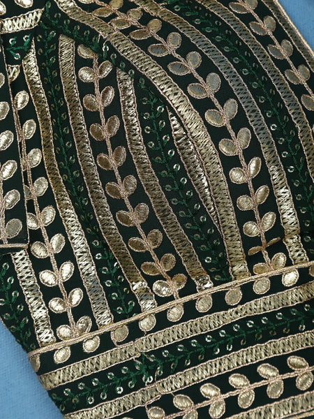 Dark Green Striped Design Georgette Readymade Blouse - Diadem