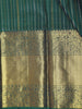 Dark Green Stripes Woven Design Pure Kanchipuram Silk Saree with Contrast Pink Blouse