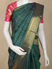 Dark Green Stripes Woven Design Pure Kanchipuram Silk Saree with Contrast Pink Blouse
